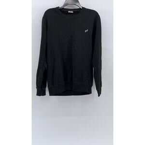 ASCOLOUR Men's Black Crewneck Embroidered Antler Classic Pullover Sweatshirt SZS